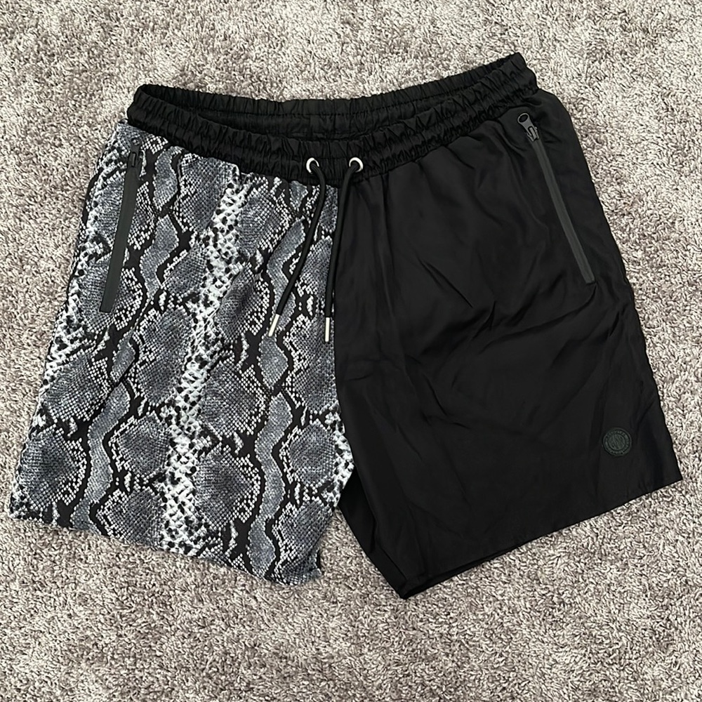 Snakeskin Drawstring Waist Swim Trunks